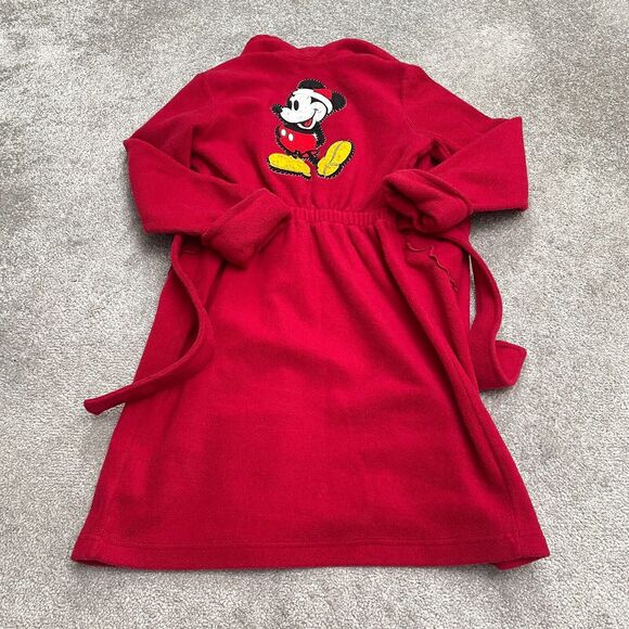 Disney Store Mickey Mouse Pajama Long Robe Boys Kids Medium Red Belted Pocket - Picture 2 of 13